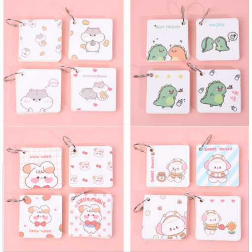 Sổ note flashcard khủng long hamster mèo sakura FC1 sổ note cute