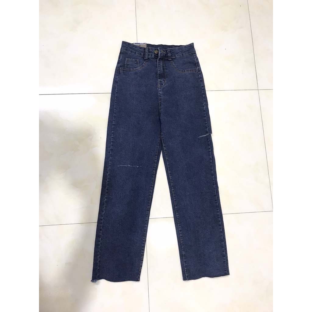 Quần jeans nữ,quần bò nữ ống đứng rách loe xuông lưng cao co dãn