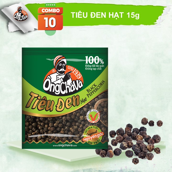 Combo 10 Gói Tiêu Đen Hạt Ông Chà Và (15g/gói)