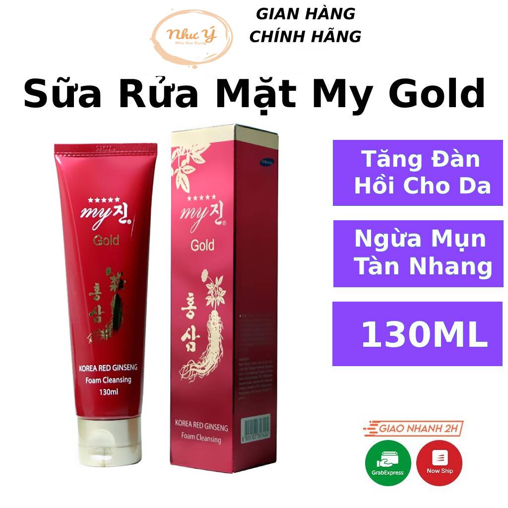 Sữa rửa mặt sâm đỏ My Gold 130ml cho da dầu mụn nhạy cảm hỗn hợp khô tạo bọt thải độc trà xanh rau củ Milano Beauty