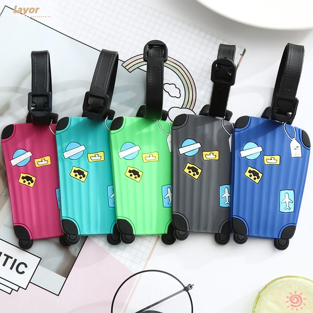 [LAY] Business Trip Silicone Luggage Tag Cute Cartoon with Strap Name ID Tags Travel Tag Label School Bag Backpack Handbag Kawaii Identifiers Baggage Suitcase/Multicolor
