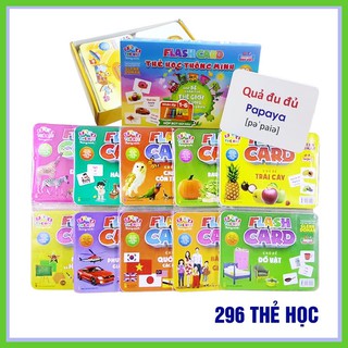 Bộ thẻ học thông minh 20 chủ đề 296 THẺ LOẠI TO song ngữ cho bé - DC8