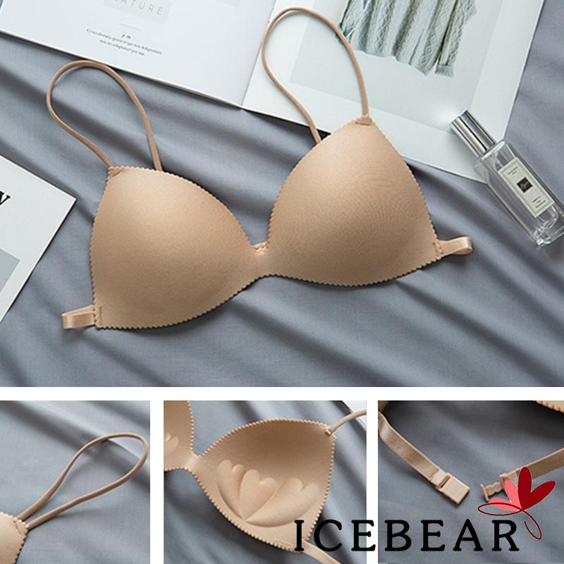 ICE-Women Solid Color Padded Bra Seamless Deep V-neck Sexy Underwear for Daily Wear