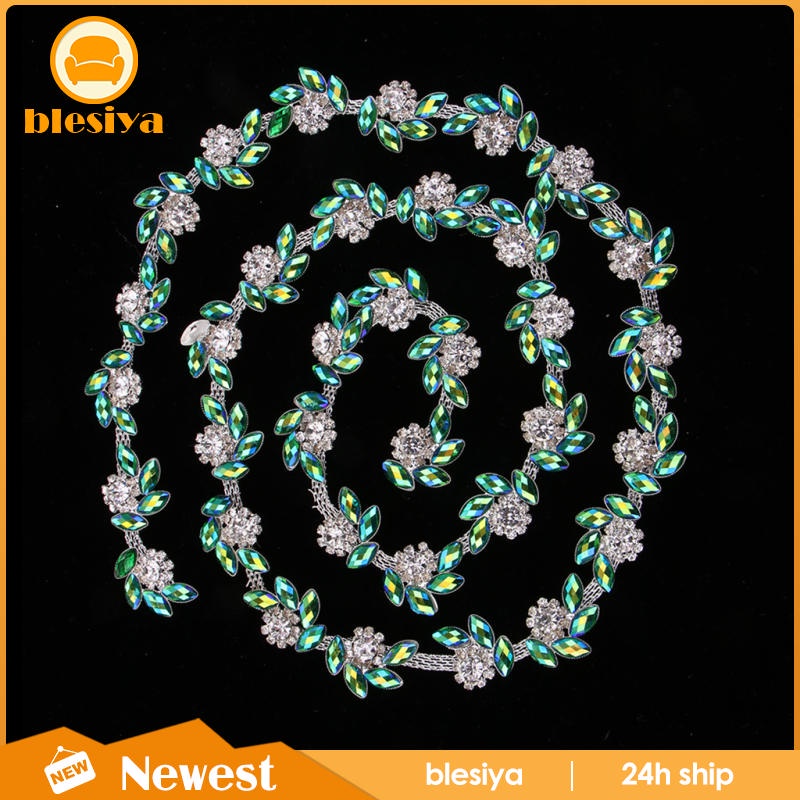 Cuộn Dây Ruy Băng Hạt Pha Lê AB 1 Yard Màu Xanh Lá Dùng Trang Trí