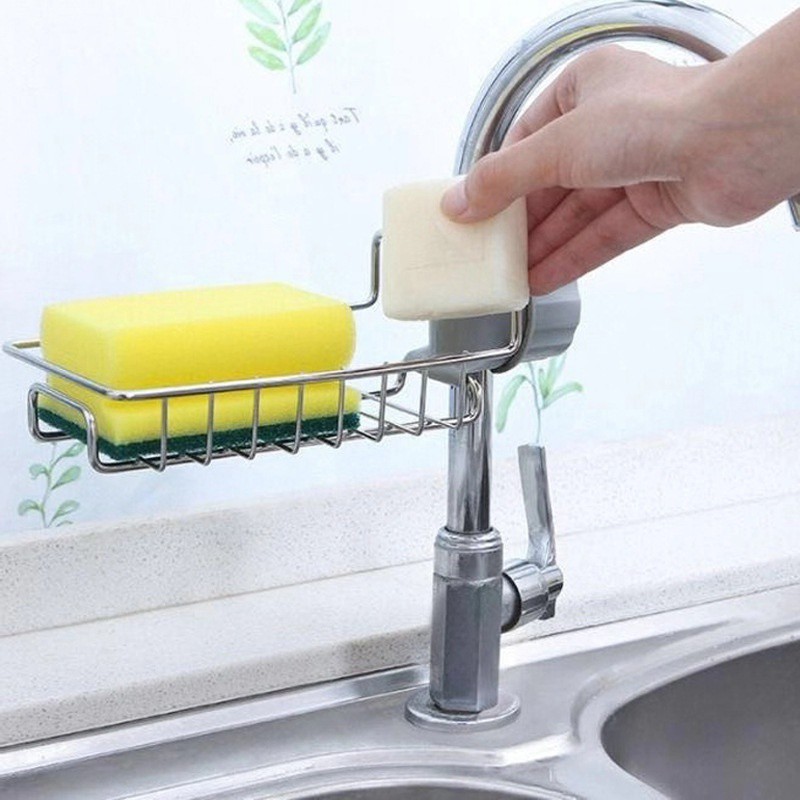 Kệ Inox Gắn Vòi Nước Kệ Giỏ Đựng Để Đồ Rửa Chén Bát Kệ Gắn Bồn Rửa Chén