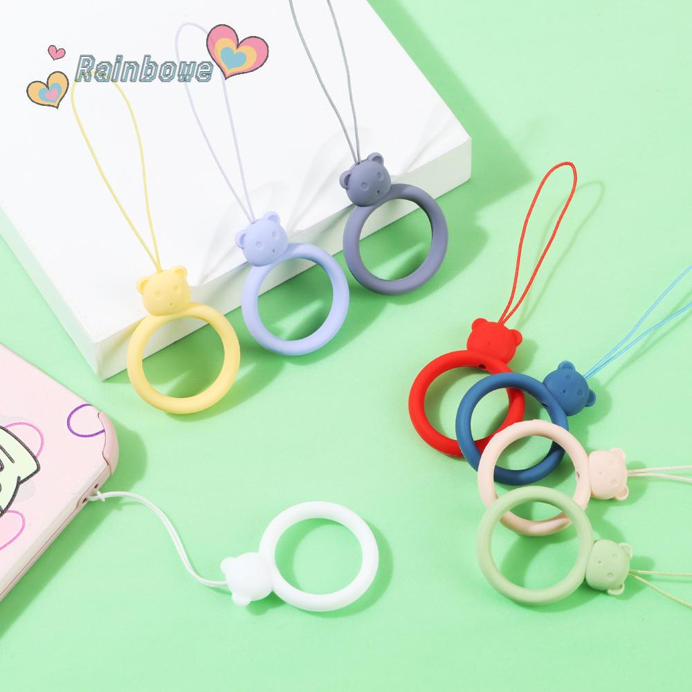 Dây treo điện thoại bằng silicone dẻo chống mất trang trí gấu hoạt hình đáng yêu
