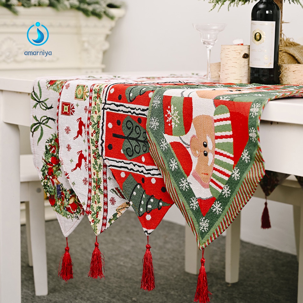 Khăn trải bàn dệt kim nhiều màu sắc trang trí giáng sinh