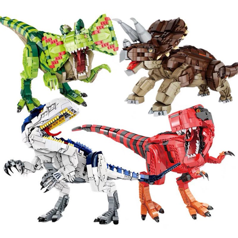 Tương thích với Lego Bộ đồ chơi xếp hình trẻ em khủng long kỷ Jura Tyrannosaurus Rex mô khối xây dựng hạt nhỏ