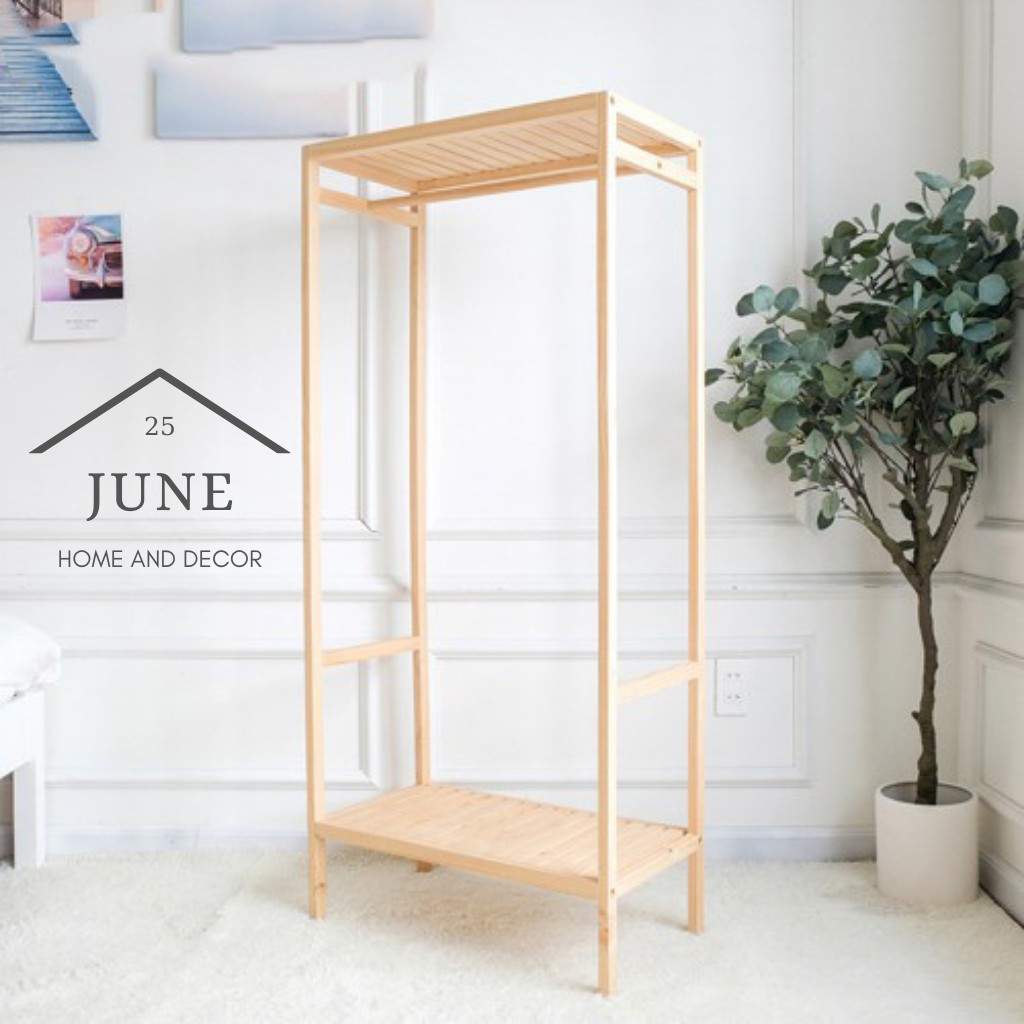 💗FREESHIP💗 Tủ Treo Quần Áo 1 Buồng Gỗ Thông Newzealand Nội Thất Lắp Ráp Phong Cách Hàn Quốc 25 JUNE DECOR