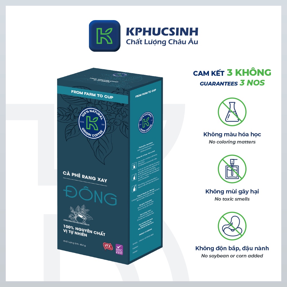 Cà phê rang xay xuất khẩu Đông 454g/hộp KPHUCSINH - Hàng Chính Hãng