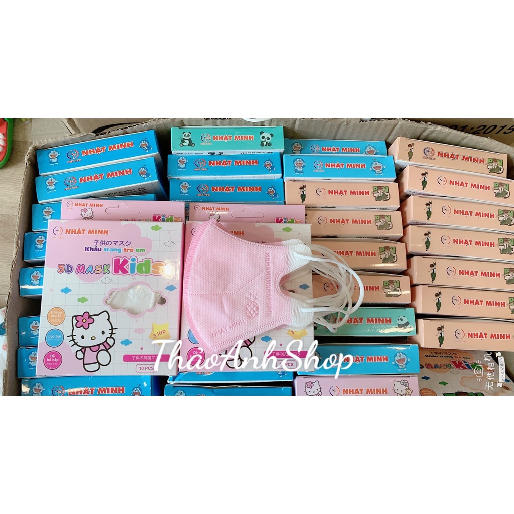 Khẩu Trang 5D Kids Nhật Minh Dày Dặn Hộp 10 cái dành cho bé từ 1-5 Tuổi