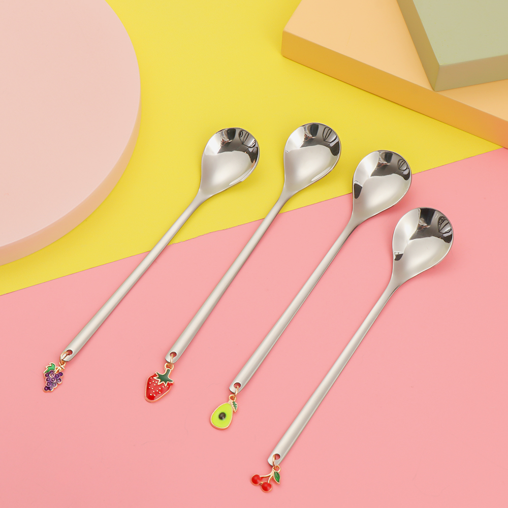 Muỗng Cà Phê Bằng Thép Không Gỉ Thời Trang|Muỗng Ăn Trái Cây Nhiều Màu Sắc Phong Cách Giáng Sinh