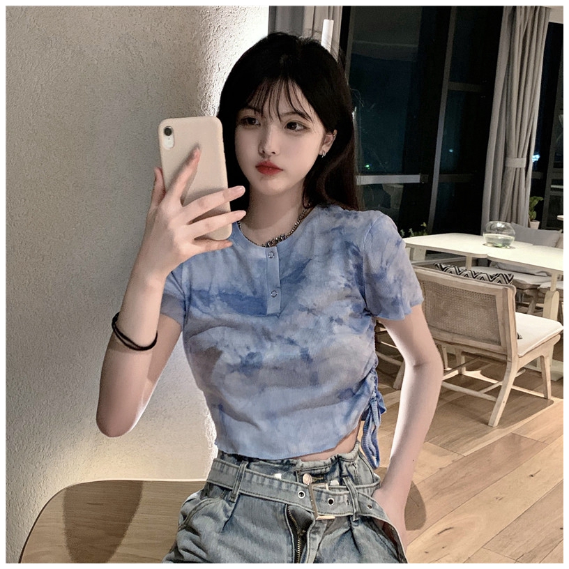 Áo Thun Tay Ngắn Phối Màu Thời Trang Mùa Hè Cho Nữ