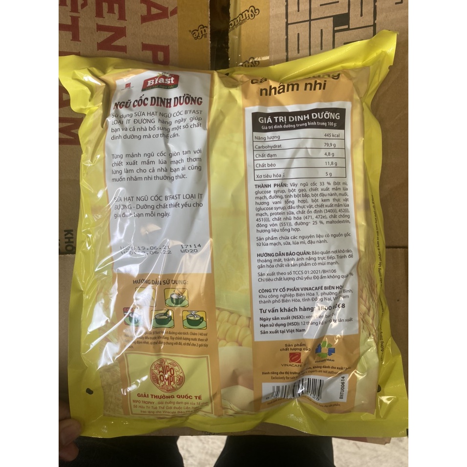 Combo 2 Bịch Sữa Hạt Ngũ Cốc dinh dưỡng B'Fast Canxi - Bịch 20 Gói x 2 x 25g