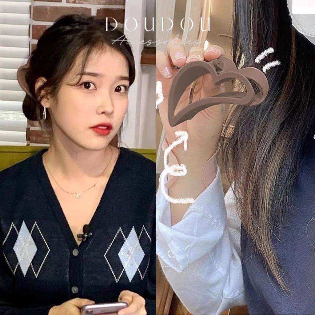 (XẢ KHO THANH LÝ) Phụ kiện kẹp tóc xinh DOUDOU Kẹp càng cua Hàn Quốc cho nữ Kẹp IU hình trái tim thời trang ZJ031
