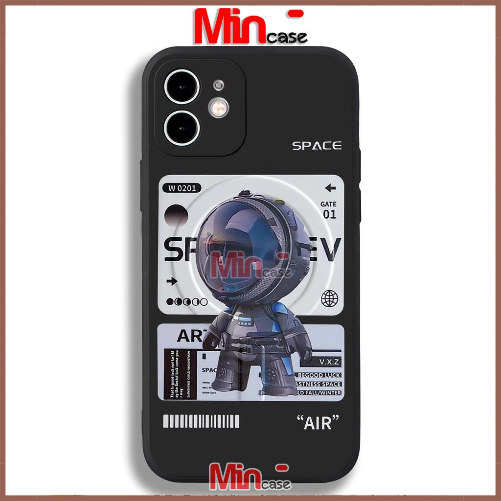 Ốp lưng iPhone Phi hành gia Nasa Cute cạnh viền vuông silicon mềm dẻo cho iphone 6/6s/7/8/X/XS/11/12/13 Pro Plus Max