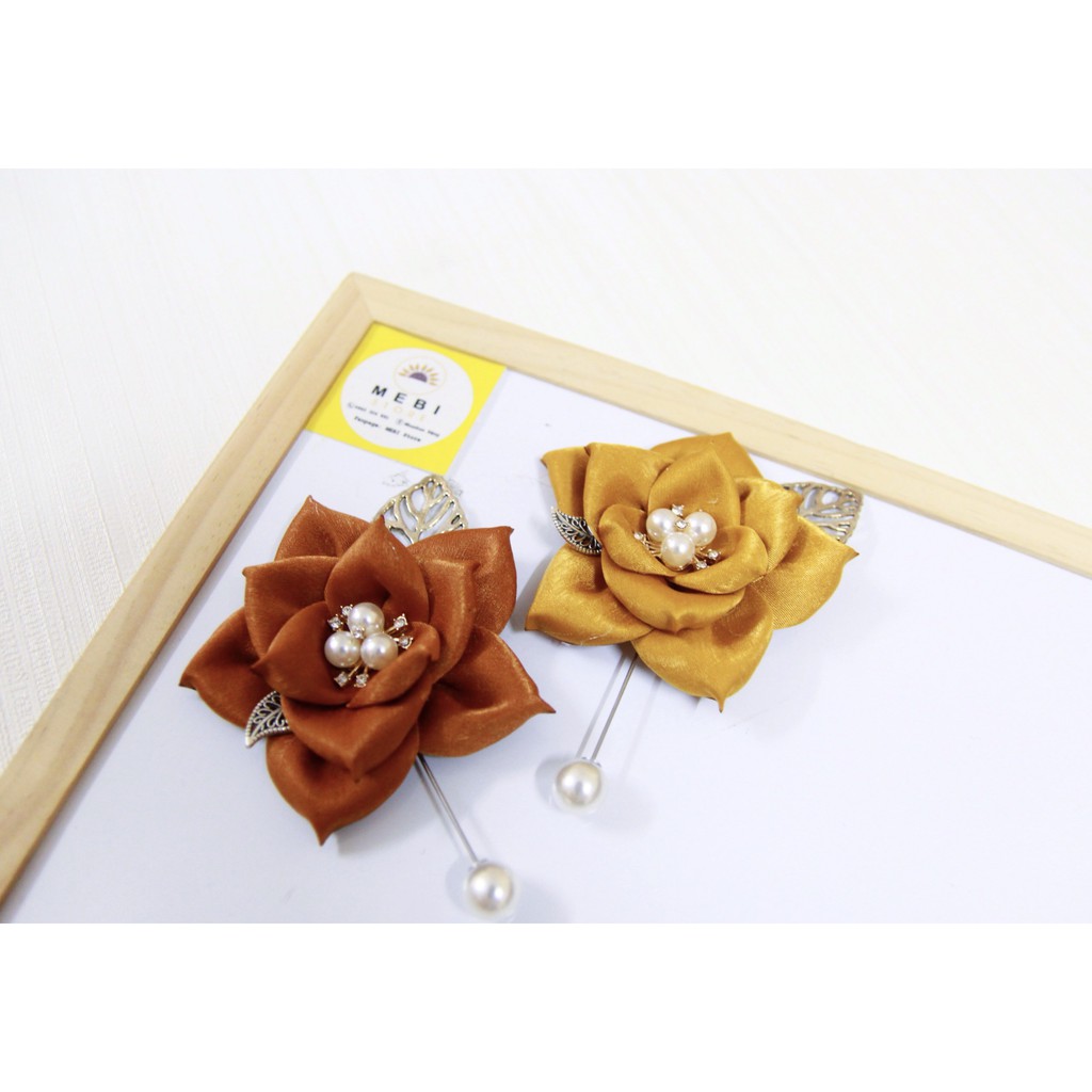 Hoa cài áo MEBI Handmade mẫu hồng cánh nhọn nhiều màu size hoa 7.5cm, nobox (Ảnh thật 100%)