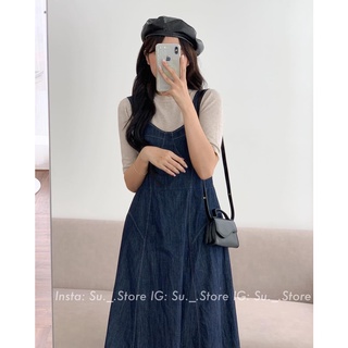 Váy Yếm DENIM viền chỉ chun lưng STYLE ULZZANG