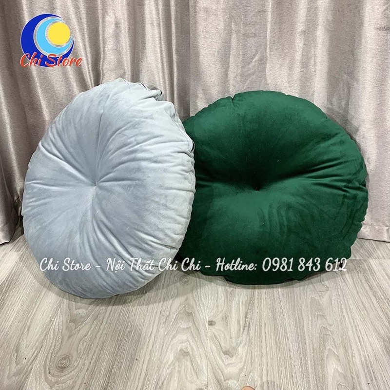 Gối Tròn Sofa Đệm Dày Vải Nhung, Nệm Kê Mông Đường Kính 50cm Vỏ Tháo Ra Giặt Được