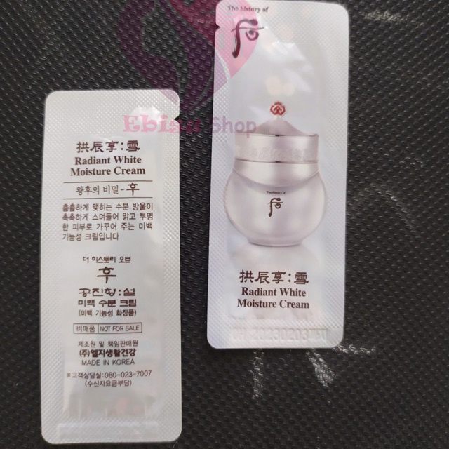Gói kem dưỡng trắng mờ thâm nám whoo Radiant White Moisture Cream 1ml_DATE MỚI NHẤT