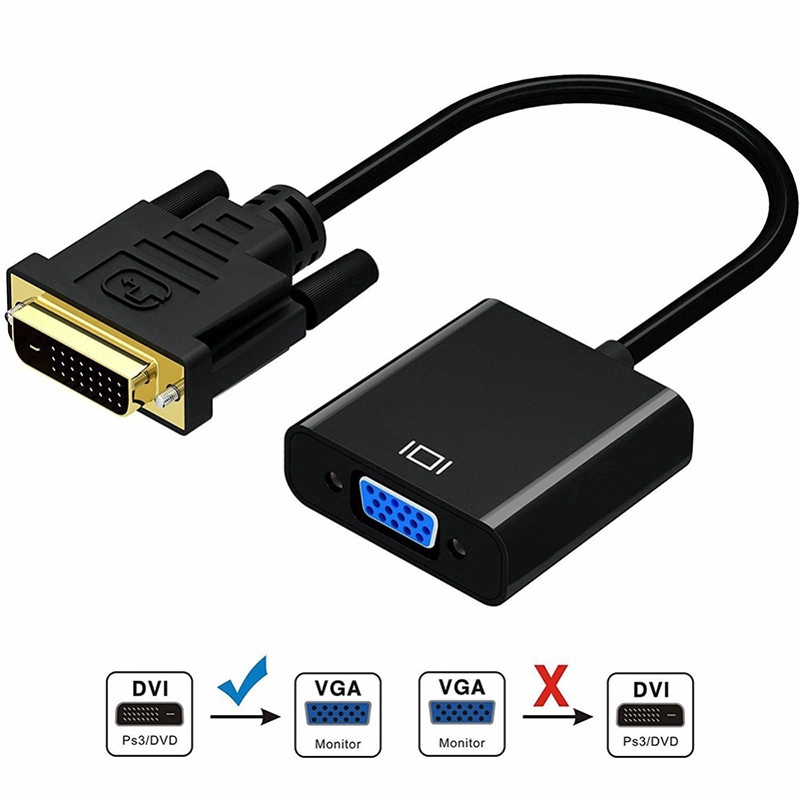 DVI Male to VGA Female Video Converter Adapter DVI 24+1 25 Pin DVI-D to VGA Adapter Cable 1080P