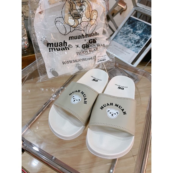 DÉP MUAH MUAH TEDDY BEAR -  CHÍNH HÃNG KOREA - DÉP QUAI NGANG GẤU SIÊU XINH