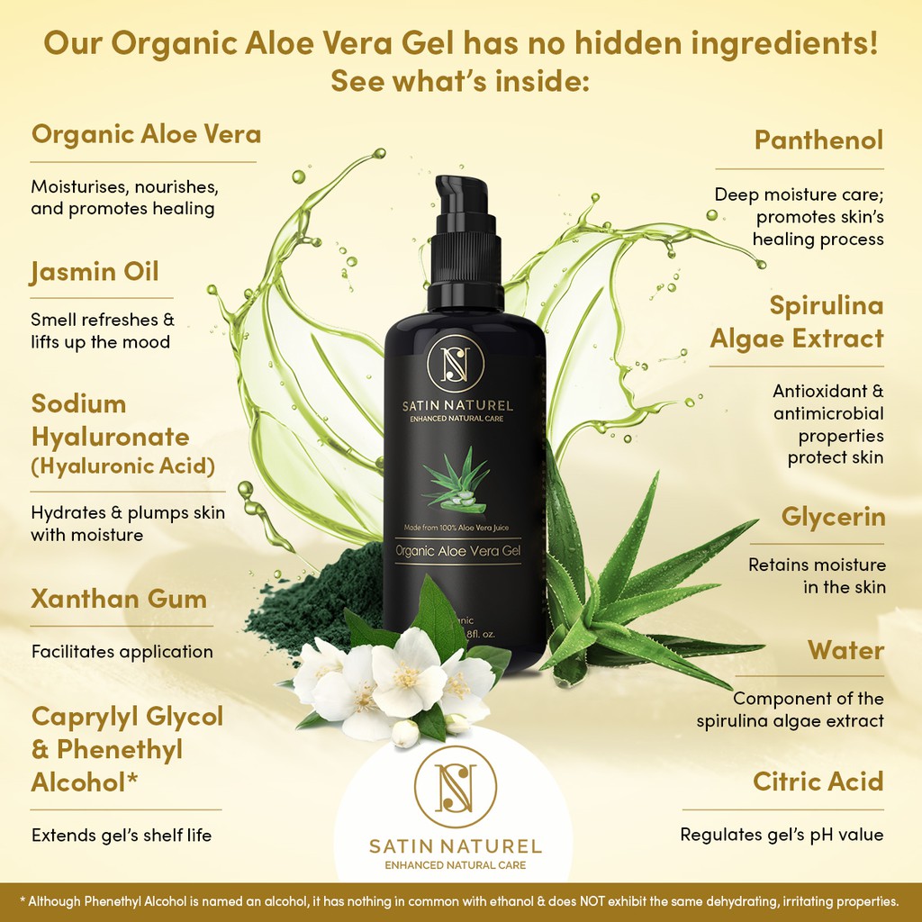 Organic Aloe Vera Gel 200ml | Gel Lô Hội | Satin Naturel | Mỹ Phẩm Đức