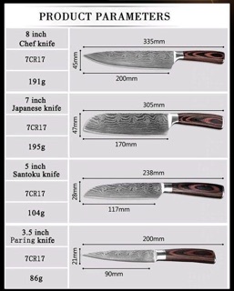 Combo 4 dao thép Nhật SEKI Damascus