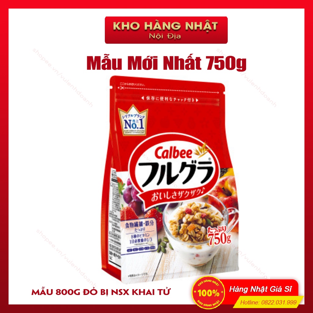 [Mã 153FMCGSALE1 giảm 10% tối đa 40K đơn 250K] Ngũ Cốc Calbee 750g Đỏ Nội Địa Nhật Bản - Mẫu Mới Nhất