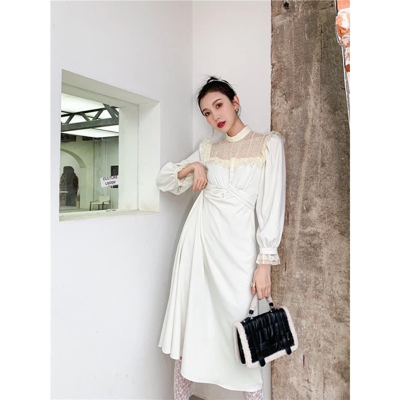 Váy màu be buộc nơ( xả lỗ )