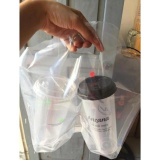 Túi nhựa trong suốt đựng ly trà sữa mang về / takeaway