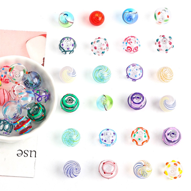 1 Hạt Xâu Chuỗi Bằng Kính 14mm Dùng Làm Chuông Gió / Mặt Dây Chuyền Thủ Công DIY