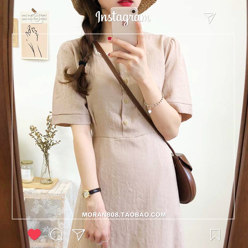 Váy MORAN dáng dài cổ vuông Vintage Hàn Quốc (ORDER) | BigBuy360 - bigbuy360.vn