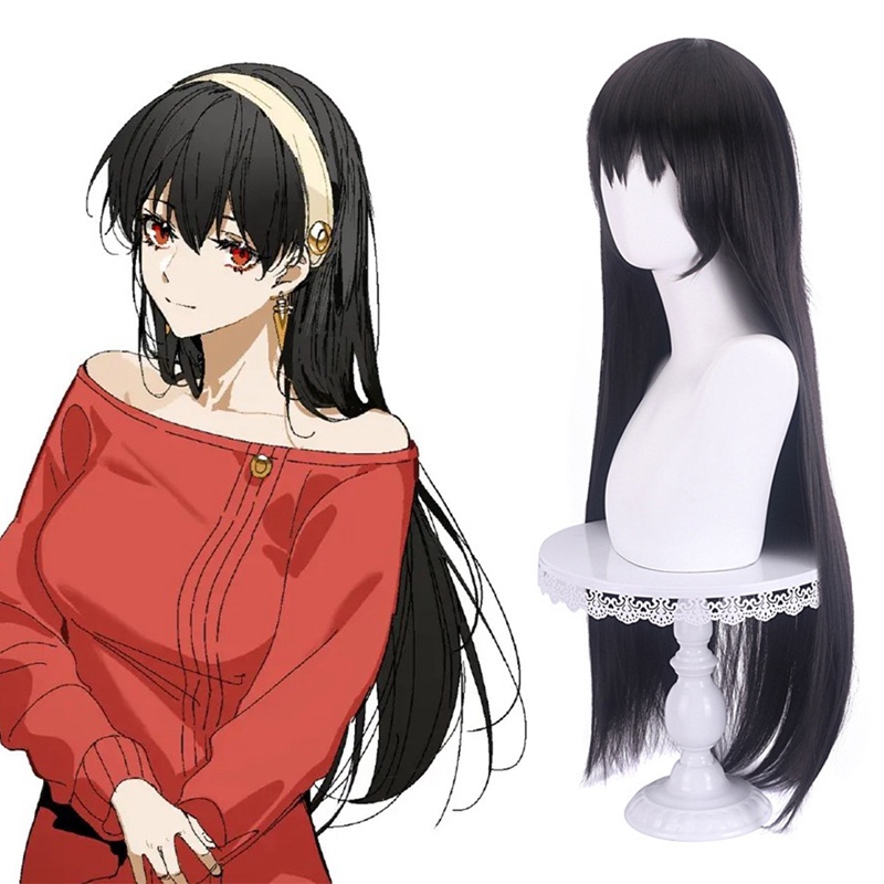 Bộ Tóc Giả Dài Thẳng Màu Đen Hóa Trang Nhân Vật Yor Forger