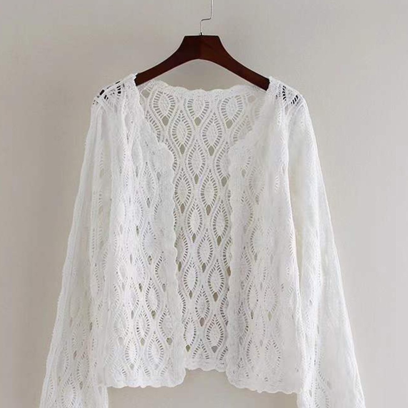 Áo Khoác Cardigan Dệt Kim Tay Loe Dài Cổ Chữ V Cài Nút Trước Thời Trang Cho Nữ