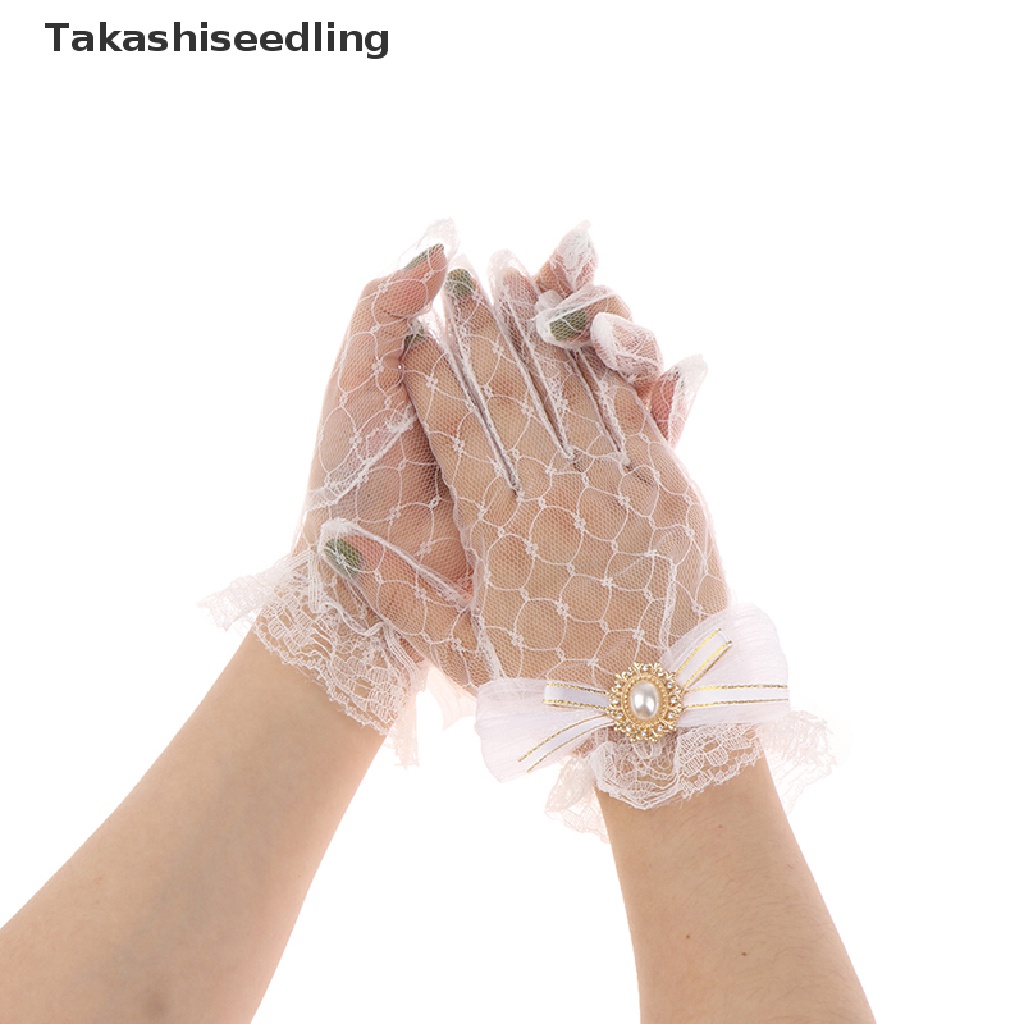 (Takashiseedling) Găng Tay Lưới Lolita Ren Hoa Nơ Trắng Đen Thời Trang Mùa Hè Bán Chạy Cho Bé Gái