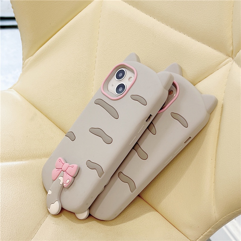 Vỏ chống sốc màu xám cho iPhone 14 Pro 13 Pro Max Silicone mềm iPhone 12 Pro 11 Pro Max Ốp lưng in hình mèo dễ thương
