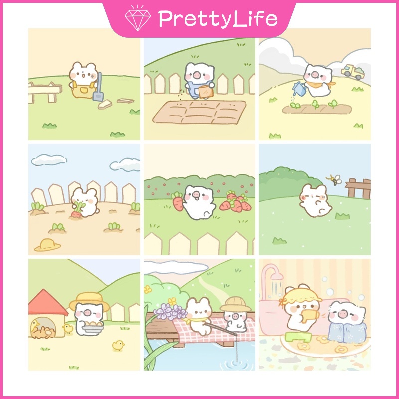 Tranh Đính Đá 5D Tự Làm Hình Heo Và Thỏ 40x40cm Trang Trí Nhà Cửa