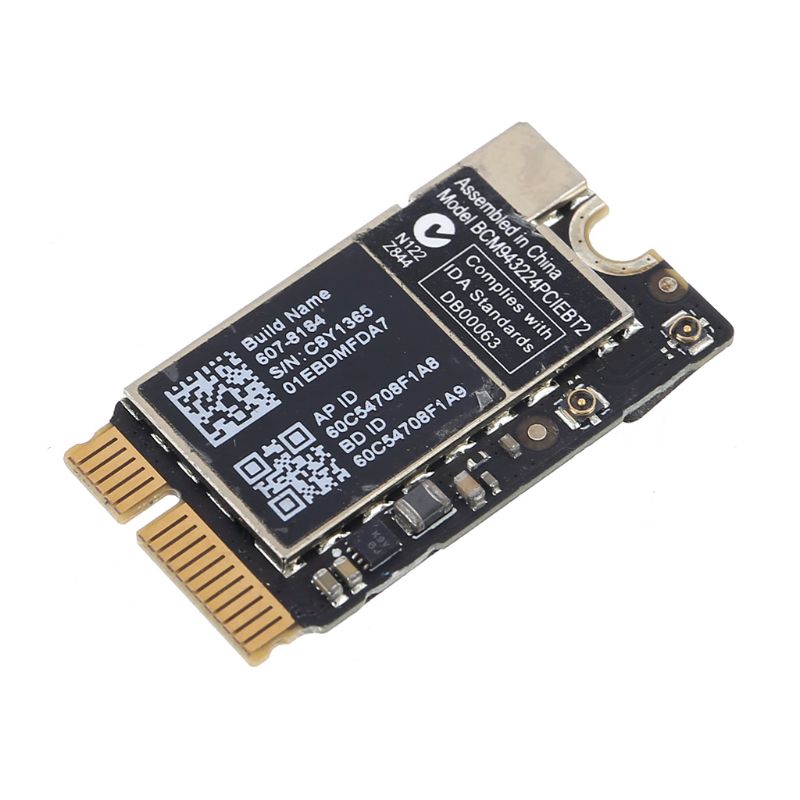 Card Mạng Bcm943224Pciebt2 300mbps 2.4 / 5g Wifi Bluetooth 4.0 Mini Cho Mac Os Macbook Air A1370 A1369 A1465