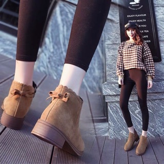 ｛siêu rẻ } boot nữ cổ ngắn da lộn