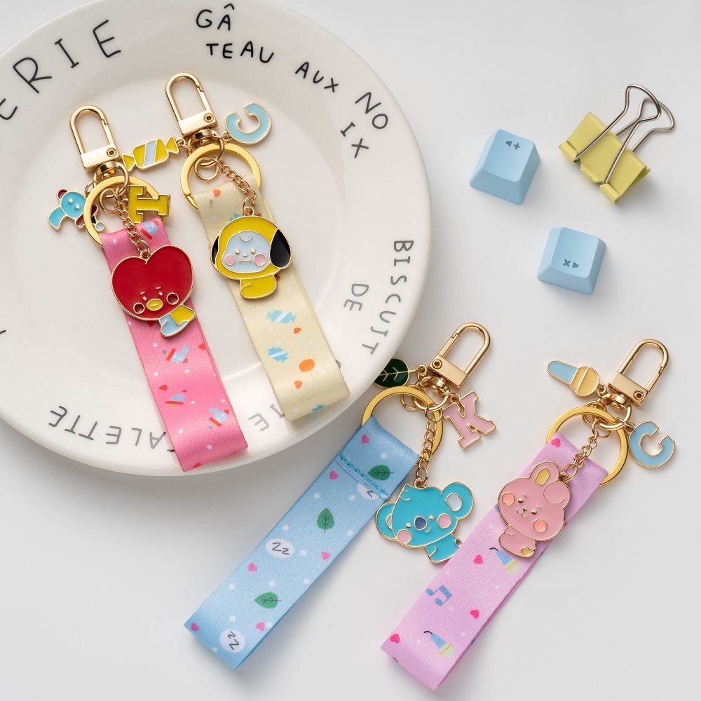 1 Chiếc KPOP BTS BT21 Bé Series Ruy Băng Móc Khóa Hoạt Hình Dễ Thương Acrylic Móc Khóa Túi Mặt Dây Chuyền Phụ Kiện