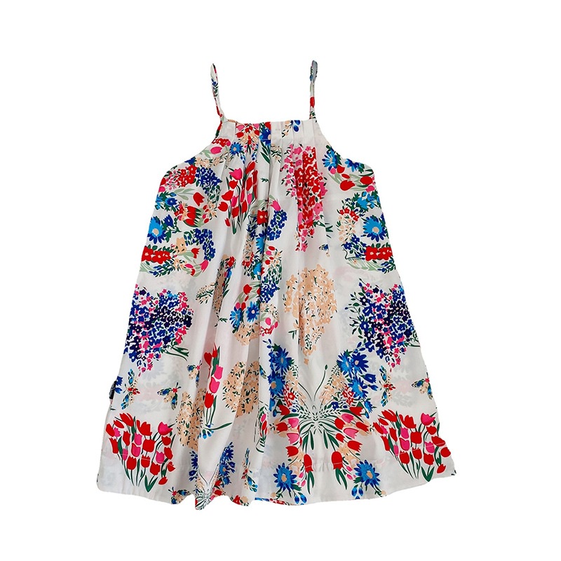 Đầm Dây Đi Biển Dáng Rộng In Họa Tiết Thời Trang Hàn Quốc Cho Bé Gái