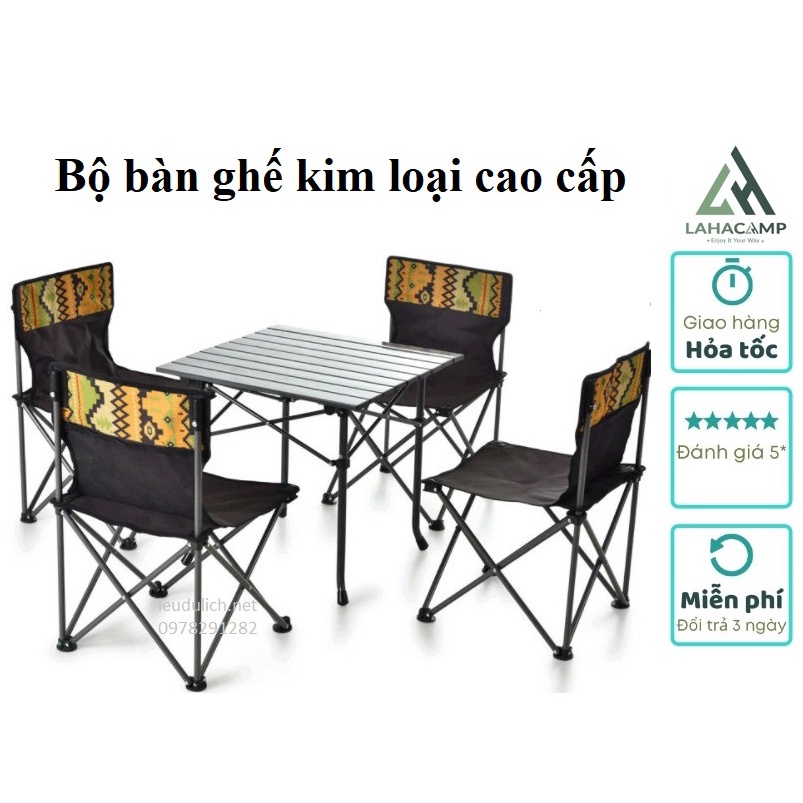 Bộ bàn ghế kim loại dã ngoại gấp gọn thông minh