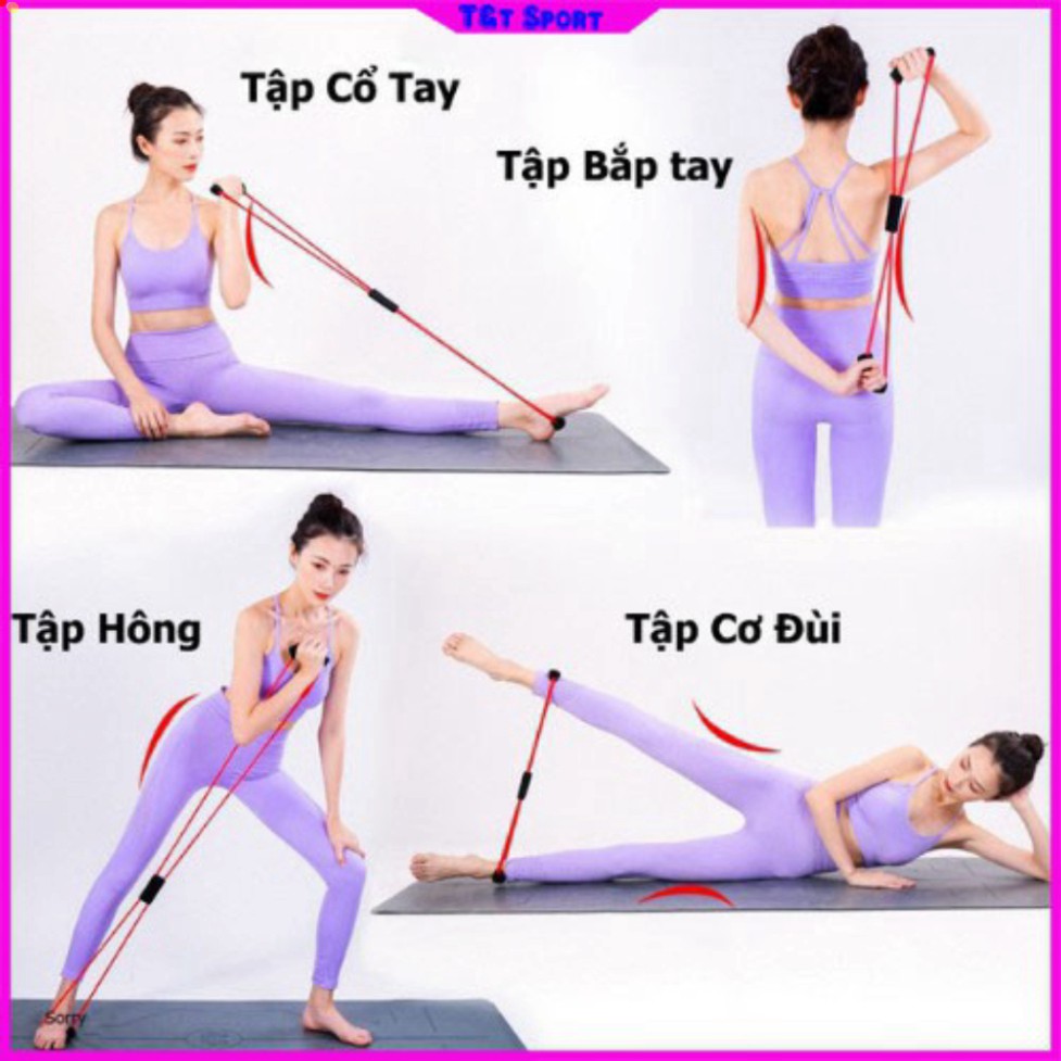 Dây Tập Yoga - Dây Kéo Cao Su Tập Gym Kháng Lực Thể Dục Tại Nhà Cho Nam Nữ Đa Năng Ngũ Sắc số 8 T&T