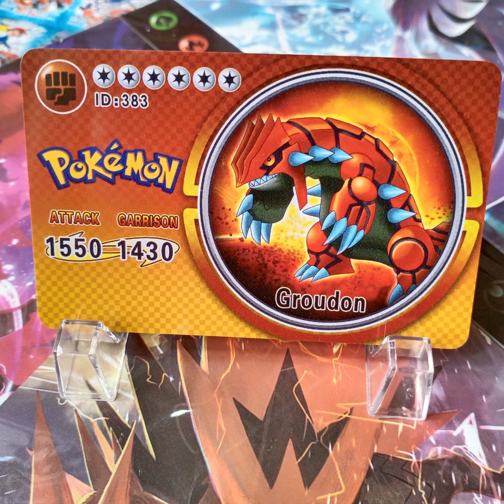 Thẻ cảm nang pokemon huyền thoại thông tin Groudon dung nham bằng mica dẽo bền 2 mặt 1459 d22 4
