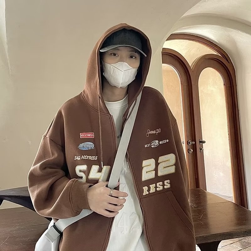 Áo hoodie nam phong cách hàn quốc in chữ của phụ nữ áo hoodie thời trang bigsize nam nữ zip hoodie cổ điển áo hoodie unisex lỏng lẻo