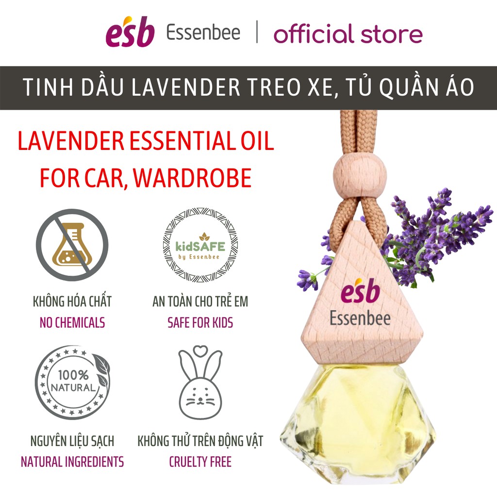 Tinh dầu Hoa Lavender Essenbee treo xe, treo tủ quần áo