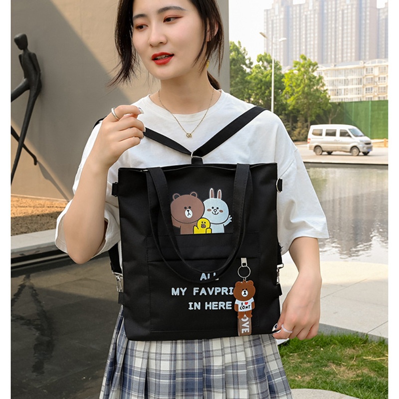 Ba Lô Vải Bố Hình Gấu Dễ Thương Cho Bé