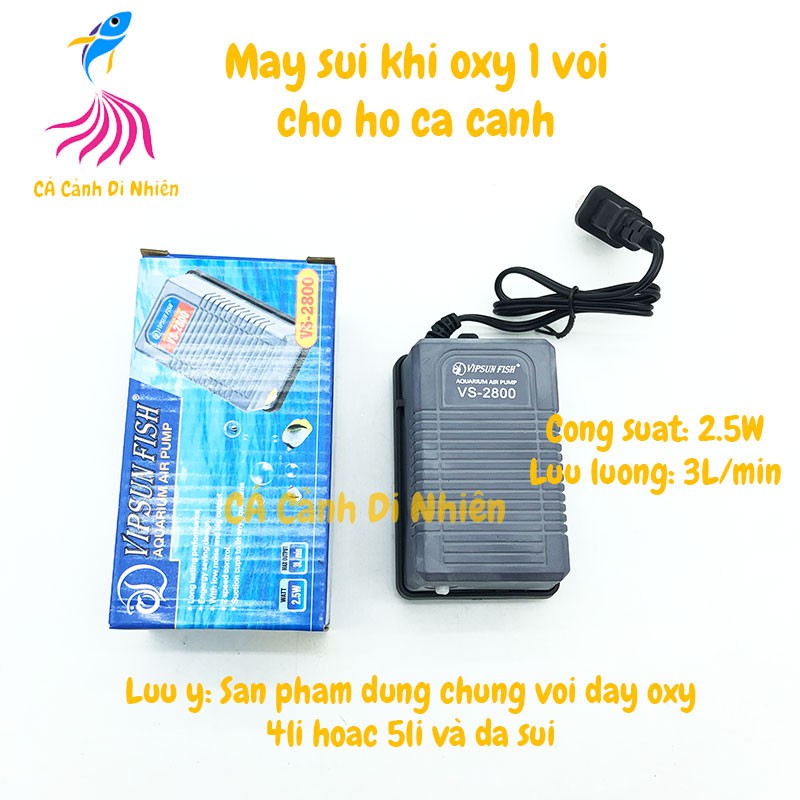 Máy sủi khí oxy 1 vòi 2.5W VIPSUN VS-2800 thổi khí oxy cho hồ cá VS2800