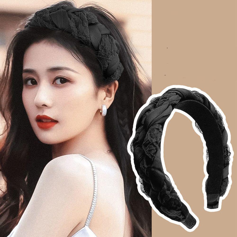 NICKOLAS Băng Đô Cài Tóc Bản Rộng Bằng Vải Organza Thanh Lịch Ngọt Ngào Cho Nữ